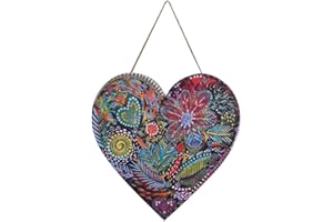 FKKA Front Porch Decor Farmhouse, Harvest Garden Wall Art, Metal Heart Wall Decor For Bedroom, Easy Hanging With A Hanging Rope, Light Purple, Gift