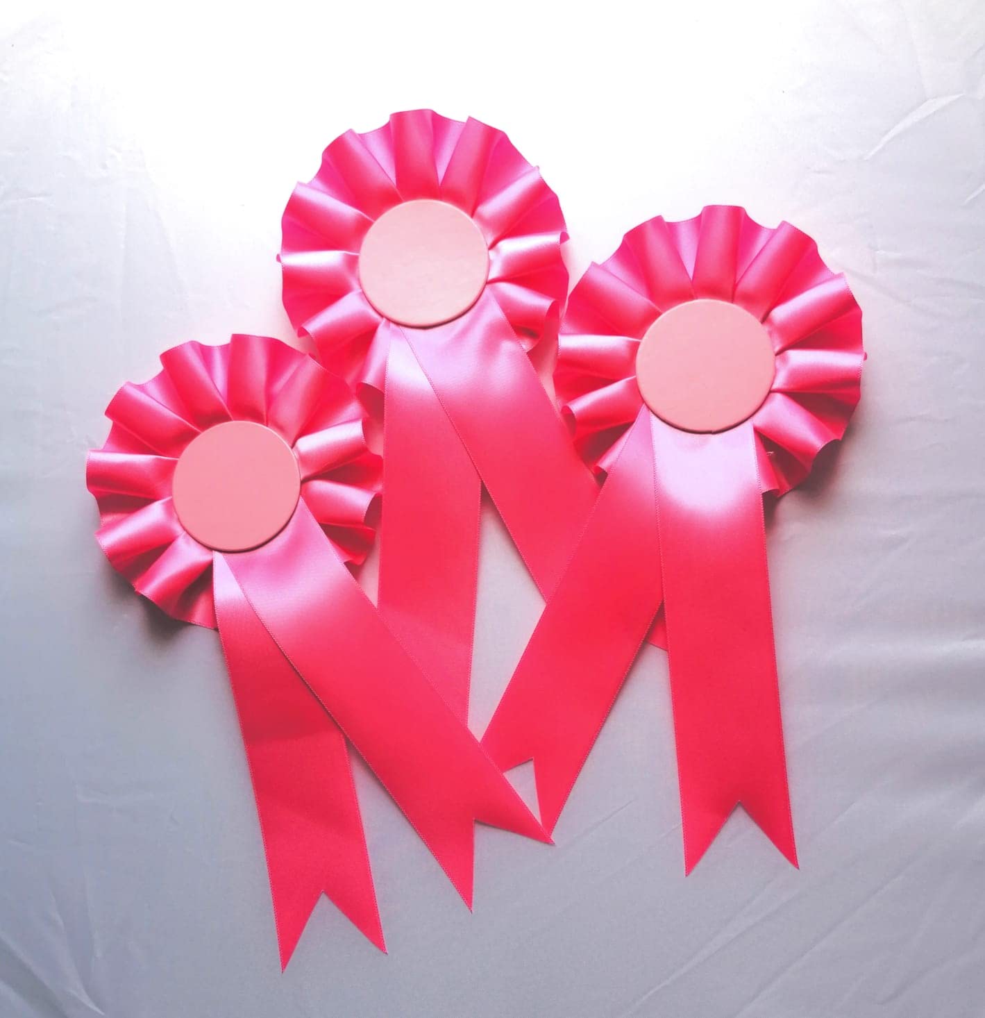 10 X Mixed Blank Rosettes Quality 1 Tier Rosettes Celebration Sport Prizes Competitions Funerals School Awards Sporting Awards (Pink 10pcs)