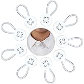 9PCS Collar Extenders for Mens Shirts, Button Extender for Dress Shirts | Soft Elastic Neck Button Extender for dress shirt, Collar Button Extenders to Relief Tight(White)