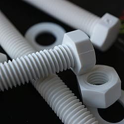 5x White Hexagon Head Screws Polypropylene