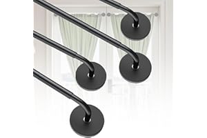 Rodzwin 4 Pack Magnetic Curtain Rods for Metal Door, Adjustable 18 to 30 Inch Curtain Rod 1/2 Inch Diameter Magnet Rods for F