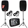 Mr. Dj PBX210COMBO Portable 2x10" 2-Way Active Speaker System with Detachable Powered Mixer, Max Power 3000W P.M.P.O