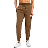 Soothfeel Women's Joggers with Zipper Pockets Lightweight Running Gym Travel Casual Workout Athletic Joggers Pants for Women Brown