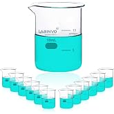 LABINVO Low Form Graduated Glass Beaker, 12pcs of Vol.10ml, 3.3 Borosilicate Glass Beaker Set,IN-BKL10&hellip;