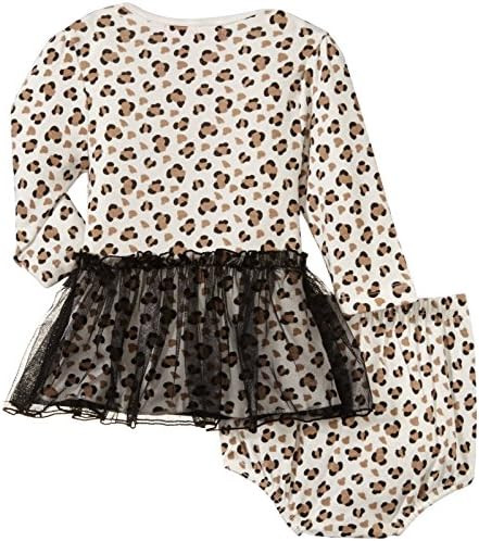 Isaac Mizrahi Baby-Girls Leopard Skirted Dress Bodysuit with Diaper Cover, Multi, 0-3 Months