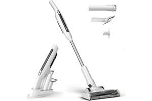 Nismile Cordless Vacuum Cleaner, 18Kpa Stick Vacuum for Home with LED Screen,6000mAh Handheld Vacuum, Brushless Motor,Rechargeable, Anti-Tangle Handheld Vac for Cleaning Pet Hair, Carpet, Floor（White）