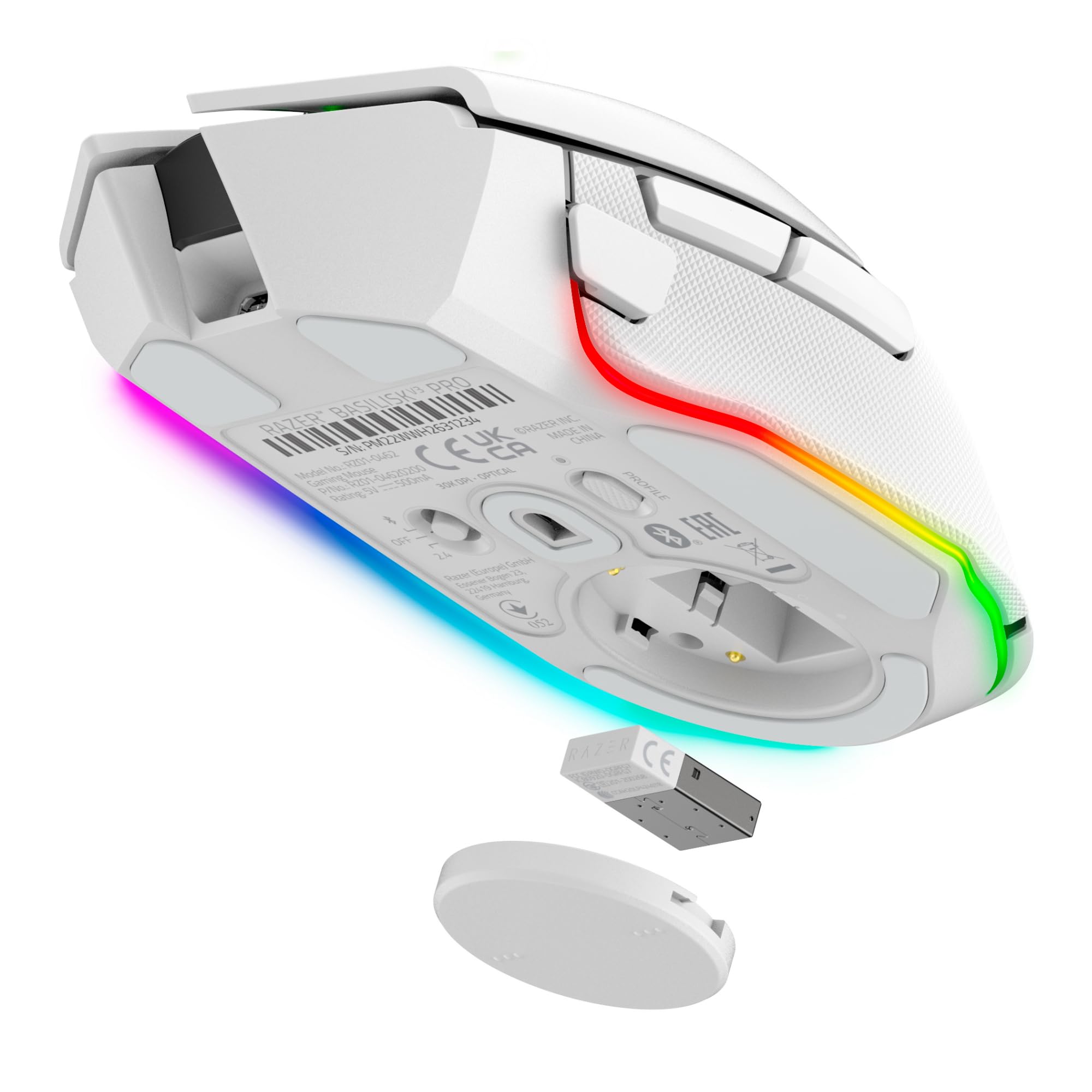Razer Basilisk V3 Pro - Anpassbare kabellose Gaming-Maus HyperScroll Tilt Wheel - Focus Pro 30K Optischer Sensor - 13-Zonen Chroma-Beleuchtung - 10+1 Programmierbare Tasten - PC/Mac | Weiß 4