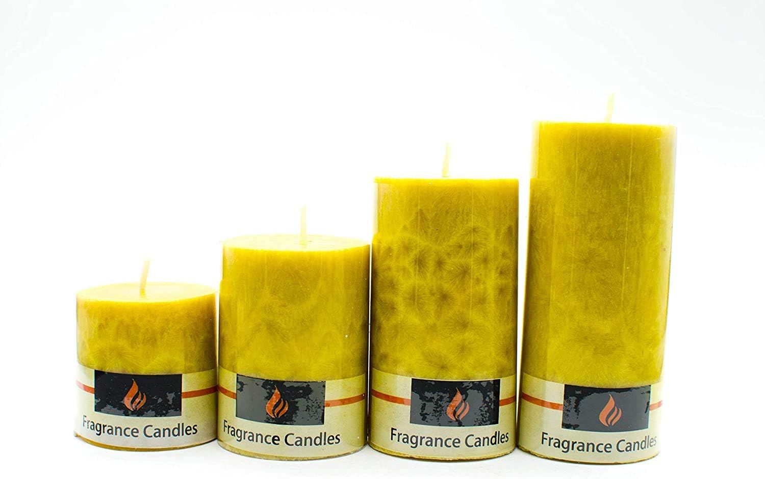 Ein Sof Highly Fragranced Marble Pillar Candles Set of 4 - Scented Lemongrass