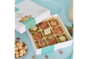 LAYLA'S DELICACIES Layla’s Delicacies Mediterranean Special Occasion Gift Box - Handmade Healthy Mixed Nutty Flavors Pastries - Halal, Vegetarian, Gluten Free - 9 Bite-Size Treats