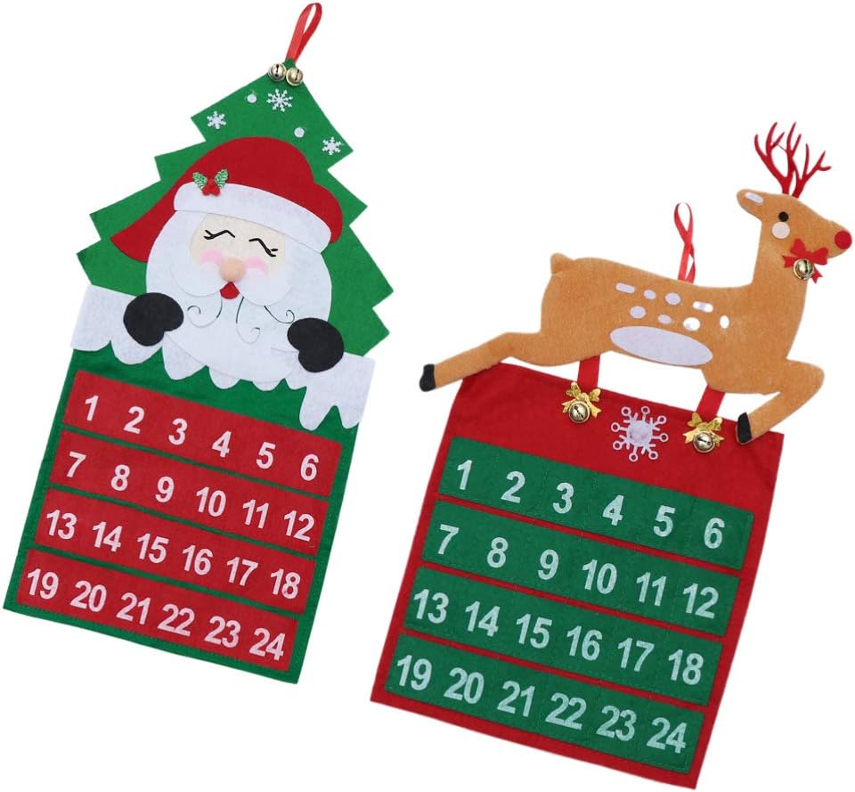 TOYANDONA 2 Pcs Felt Christmas Tree Advent Calendar Advent Calendar Reusable Non-woven Festive Countdown Calendar Hanging Calendar Christmas Pendant for Cafe Shop Ofice - Image 3