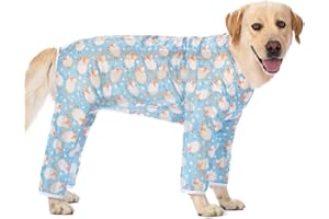 KUKASTER PET Dog Jumpsuit Prevent Shedding Hair Dog Onesie Surgery Recovery Suit Anti Licking Breathable Mesh Pet's Bodysuit, Pajamas for Big Dogs for Large After Surgery Summer(GTX02-blue Sheep-#38)