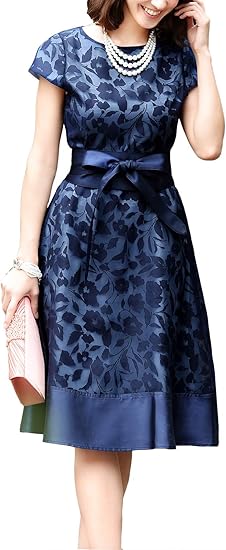 Amazon Ruirue Boutique ルイ ルエ ブティック シアーマテリアル 美シルエット ワンピース レディース ママ ミセス パーティードレス パーティドレス ドレス フォーマル カジュアル ひざ丈 袖あり 半袖 大きいサイズ 結婚式 パーティ ワンピース チュニック 通販