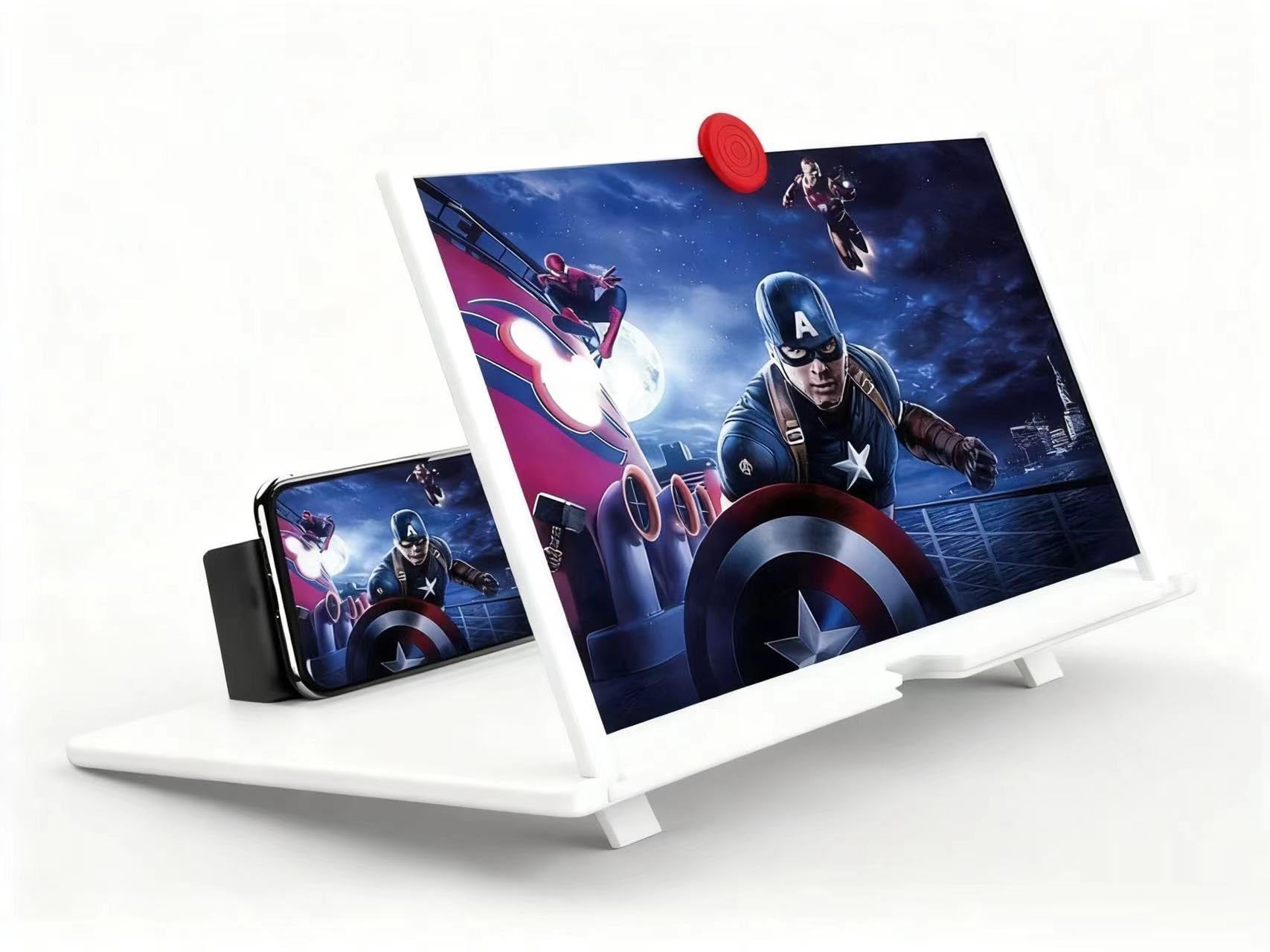 Photo 1 of 10'' Screen Magnifier Amplifier 3D HD Smart Mobile Phone Movies Amplifier with Leather Foldable Holder Stand for Any Smartphone (White)