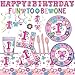 Deluxe Sweet Girl 1st Birthday Pink Butterfly Party Pack Decoration For 18