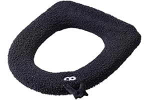 CashMuch Soft Washable Toilet for Seat Cover with Cartoon Handle - Cozy Plush Design for Cold Months, for Most Toilets (Black