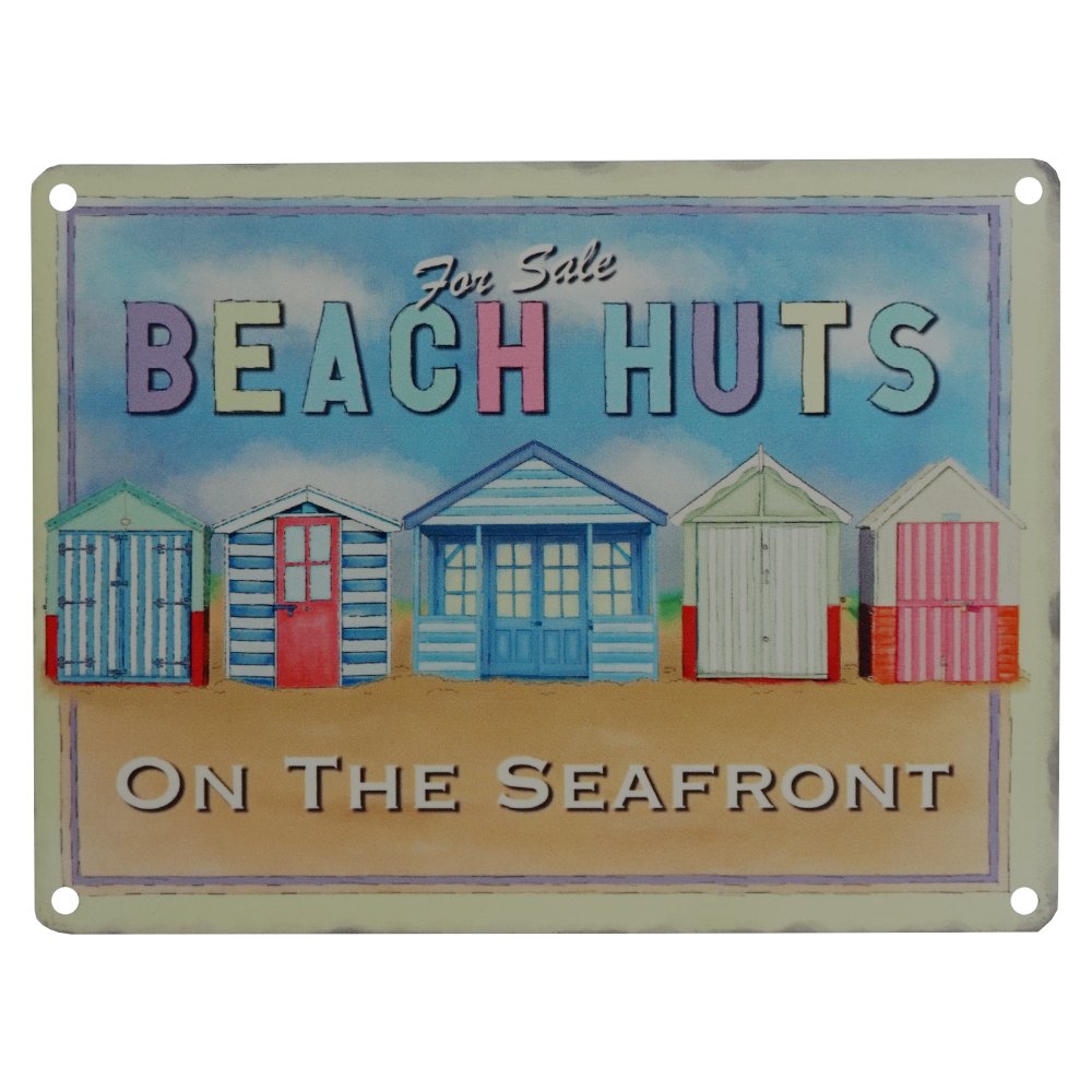 For Sale Beach Huts on the Seafront Metal Wall Sign