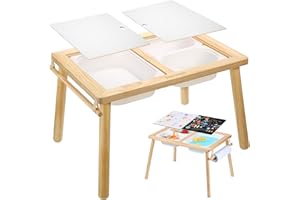 Sensory Table, Study Dining Storage Table, Activity Table with Storage Bins-Multifunctional Toddler Activity Table Promotes S