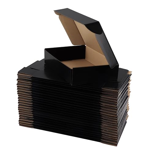 Hoikwo 25 Pack 9x6x2 Shipping Boxes for Small Business, Black Packaging ...