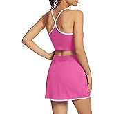 M MOTEEPI Two Piece Tennis Skirt Sets Athletic 2 Piece Workout Sets for Women with Pockets