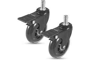 HUTUDAN 2-Pack HDW302 3" Swivel Caster Wheels with Brake – Rubber Heavy-Duty Grill Wheel Replacement for Traeger Pellet Grills – Fits Timberline 850/1300, Ironwood 650/885, Texas Elite 34, Pro 780 & More