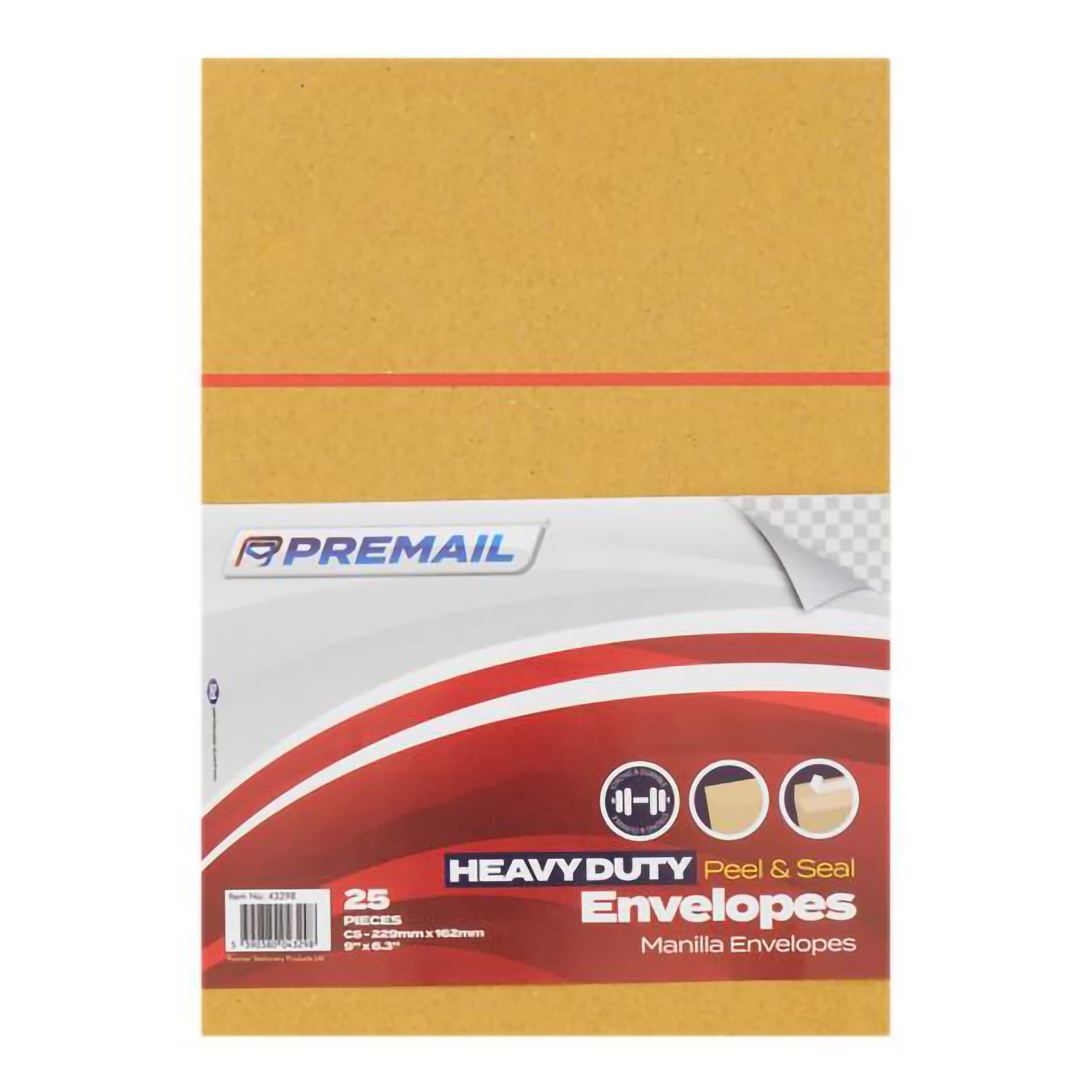 Premier Stationery C5 Envelopes, Heavy Duty, Peel & Seal Manilla Document Storage, Stationary Supplies, Ideal for Brochures, Invoices & Catalogues, Office Stationary, 110gsm (Pack of 25)