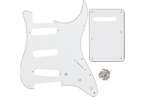 FLEOR SSS 11-Hole Electric Guitar Pickguard with Backplate and Pickguard Screws Set for ST Style Guitar Part,3Ply White