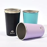 HurOutd 4 Pack Stainless Steel Cups 16oz - Colorful Stackable Metal Drinking Glasses for Camping, Travel, Shatterproof Tumblers
