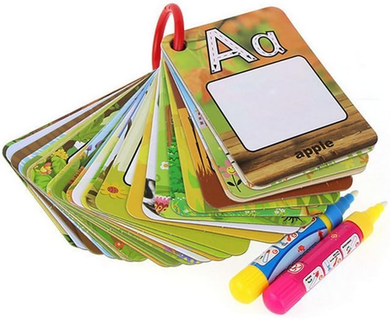 Water Coloring Doodle Board, Kids Early Education, 2 Magic Water Pens with 26 Letters Painting cards
