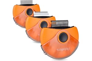 Pet Grooming Tool - Petoffers 3 in 1 Pet Grooming Brush Effectively Reduces Shedding by Up to 95%, Portable Dematting Tool for Dogs and Cats Deshedding Brush Undercoat Rake Comb for Easy Mats & Tangles Removing