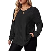 DOLNINE Plus-Size-Tops for Women Fall Casual Crew Neck Shirts Fashion Lace Pullover Lightweight Long Sleeve Sweatshirts