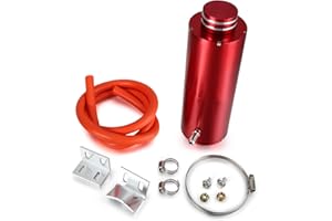 Twilight Garage Universal 7" x 2.5" Cylinder Red Aluminum Engine Radiator Reservoir Tank Coolant Overflow Hose Can Tank