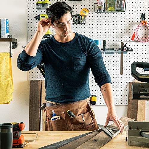 Tool Belt, Nail Apron, Waist Apron with Hammer Loop Tape Measure Clip, Waxed Canvas 5Pocket