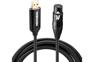 HOSONGIN XLR to USB Microphone Cable [Braided Jacket, USB Aluminum Alloy Shell], USB Male to XLR Female Studio Audio Cable Mic Cords Adapter for Karaoke Sing or Recording - 10 Feet