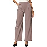 SEMARO Womens Wide Leg Dress Pants Crossover High Waist Stretch Casual Work Slacks Trousers with Zipper Pocket