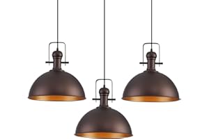 ALAISLYC 12 Inch Oil Rubbed Bronze Farmhouse Pendant Lights Large Pendant Lights for Kitchen Island Industrial Adjustable Height Vintage Big Dome Hanging Light Fixtures for Barn, Dining Room 3 Packs