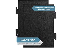 Fresh Headquarters 2-Pack Notched Activated Carbon Charcoal Microwave Hood Filters - 9.75" x 7.25" Microwave Hood Filters - Compatible with Whirlpool OTR Models and KitchenAid Models, Made in USA