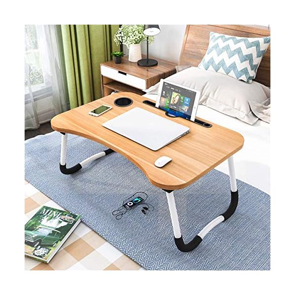Laptop-Bed-TablePortable-Lap-DeskNotebook-Stand-Reading-HolderNotebook-Table-Dorm-Desk-with-Foldable-Legs-Cup-Slotfor-Eating-BreakfastReadingWatching-Movie-on-BedSofa60-x-40cm-Brown Laptop Bed Table,Portable Lap Desk,Notebook Stand Reading Holder,Notebook Table Dorm Desk with Foldable Legs & Cup Slot…