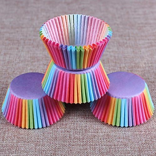 100pcs/lot Cake Cups Rainbow Cupcake Liner Baking Cupcakes Muffin Cases Box Decorating Tools Suit For Birthday Party, Wedding Banquet Etc.