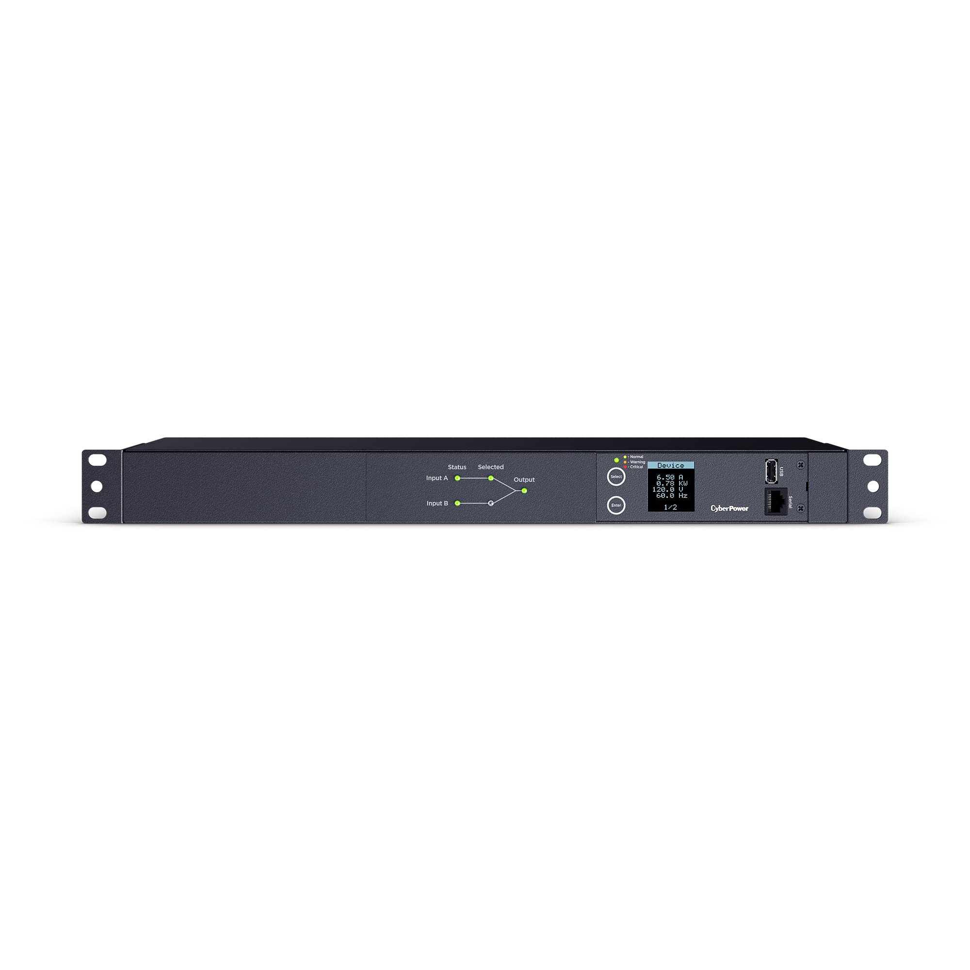 1u Rack Ats Mua CyberPower PDU24001 Metered ATS PDU, 100-120V, 15A (Derated to 12A ...