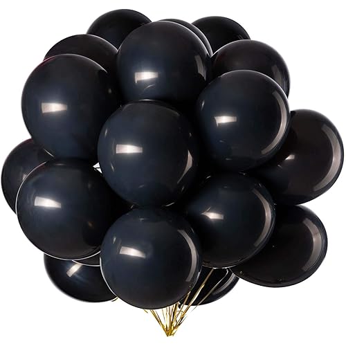 ZOOYOO 12 inch Black Latex Balloons Helium Balloons Quality Black Balloons Party Decorations Supplies Pack of 35