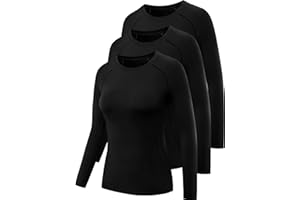 CADMUS 1 or 3 Pack Workout Long Sleeve Shirts for Women Dry Fit Compression Running Top