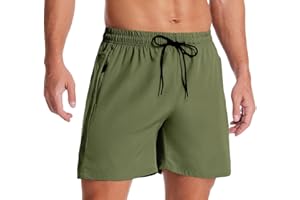 IBIH Mens Athletic Running Shorts 5 inch Inseam Lightweight Gym Shorts with Zipper Pockets and Elastic Waistband