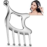 Metal Gua Sha Facial Tools, Portable Scalp Massage Tool, 5 in 1 Massage Comb for Head, Neck, Shoulders, Legs & Arms Hand Held Head Massager for Deep Relaxation and Relieving Fatigue & Pain, Home SPA