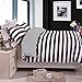 NTBAY 3 Pieces Duvet Cover Set King Size, Reversible Zipper Comforter Cover with 4 Corner Ties and 2 Pillow Shams, Soft Brushed Microfiber Comforter Cover Set with Black and White Striped Printed