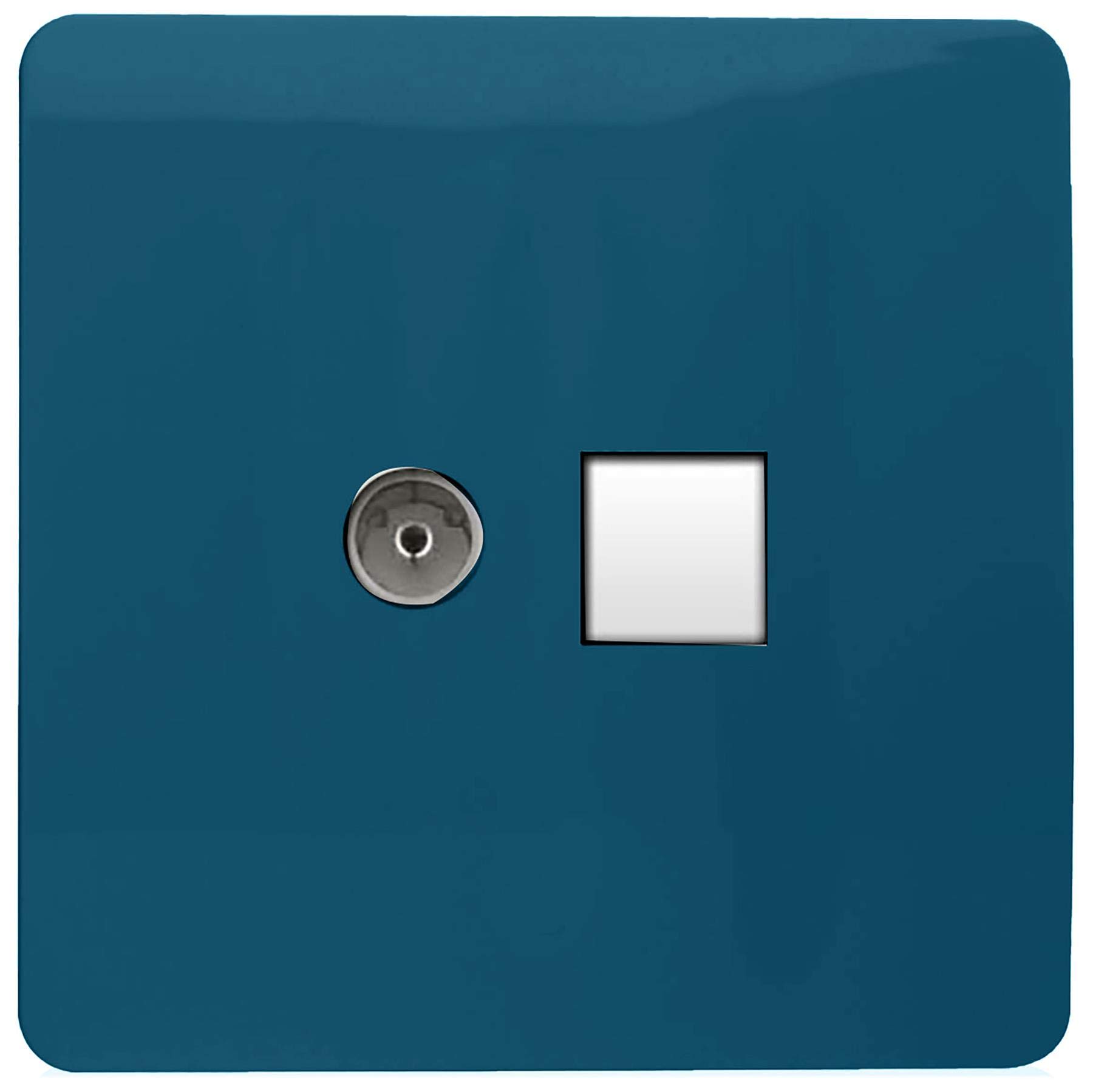Trendi Artistic Modern Glossy Tactile TV Co-axial Socket + Telephone Socket Midnight Blue
