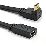kenable RIGHT ANGLE 270 FLAT HDMI Extension Cable Plug To Female Socket 20cm