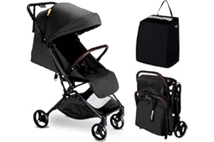 MAMAZING Lightweight Baby Travel Stroller with Carbon Fiber Frame, Compact & Airplane-Friendly, One-Handed Folding Design, 11.6 lbs, Perfect for Toddlers, Jet