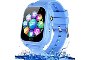 TYWOP Kids Waterproof Smart Watch for Boys Girls Ages 3-12 Learning Toys with 26 Games Camera Video 1.44" Touchscreen Music Player Alarm Clock Flashlight Pedometer Toddler Watches Birthday Gift