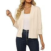 SECRETEYARD Womens 3/4 Sleeve Cropped Cardigan Sweater Fashion Cardigans Lightweight Knit Sweaters