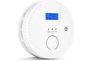 TJTFJS Smoke and Carbon Monoxide Detector, 2 in 1, Smoke & CO Alarm, 85db Sound, LCD Readout, Battery Operation, for Home and Kitchen, Easy Installation